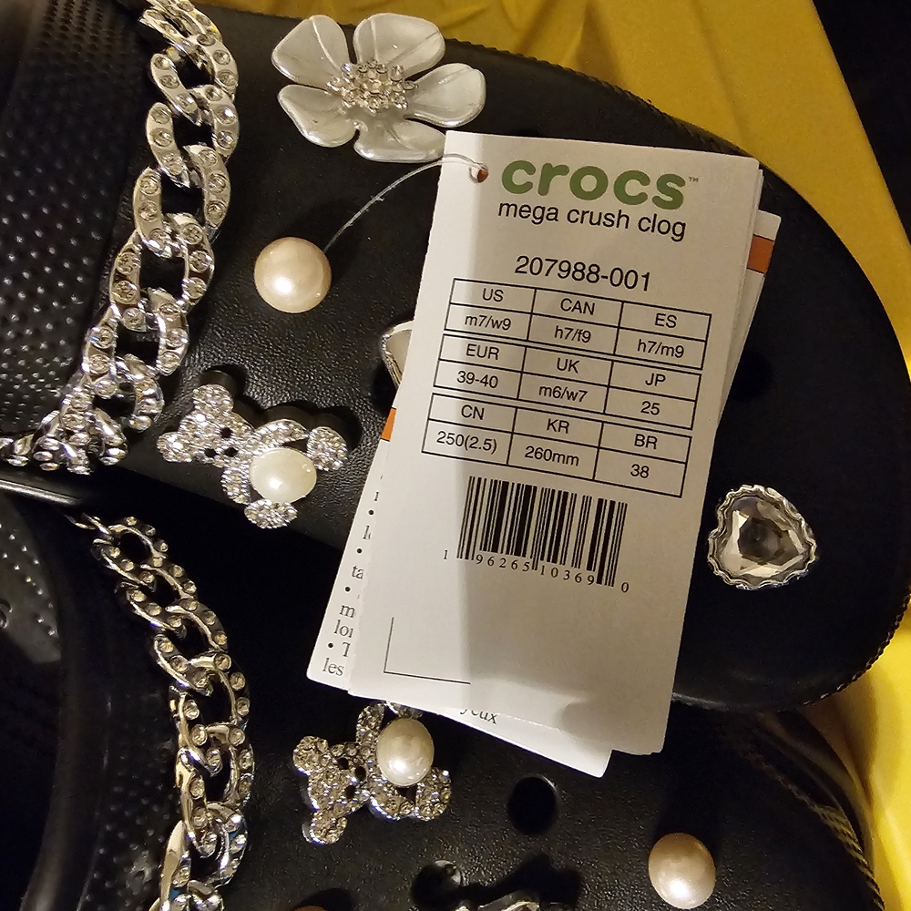 🖤 Complete Set! Custom Black Mega Crush Crocs & Matching Crocs Tote Bag! - Picture 7 of 10